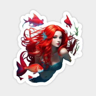 Floating Redhead Mermaid Magnet