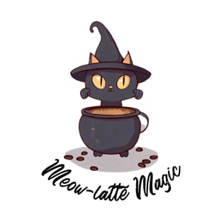 Meow-latte Magic | Witch Cat's Potion T-Shirt