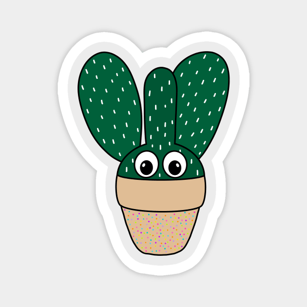 Cute Cactus Design #264: Bunny Ears Cactus In Dotted Terra-cotta Pot Magnet by DreamCactus