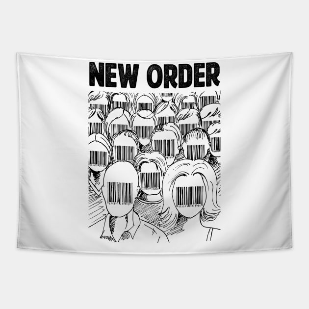 Barcode face New Order Tapestry by adima