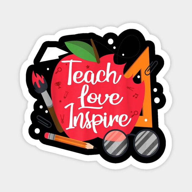 Teach, Love, Inspire Teacher Motivational Appreciation Gift Magnet by Vicenta Aryl