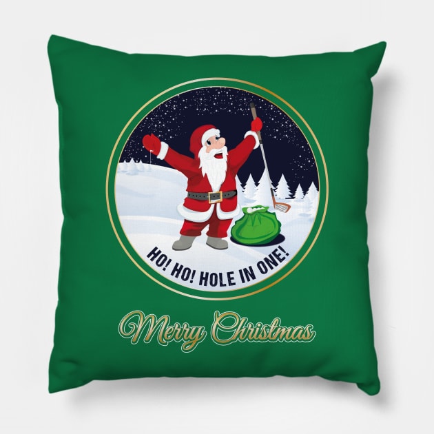 Santa Golf Season's Greetings for Golfer Golf Club Christmas Card Pillow by stearman