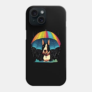 Bull Terrier Rainy Day With Umbrella Phone Case