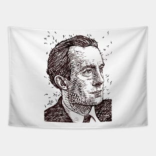 PAUL ELUARD ink portrait Tapestry