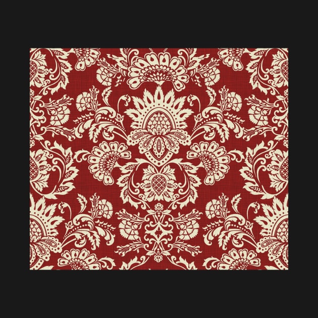 Damask Vintage Red and White by BessoChicca