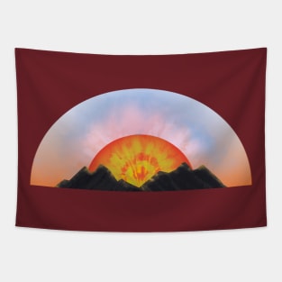 Sunrise Tie-Dye Mountains Abstract Tapestry
