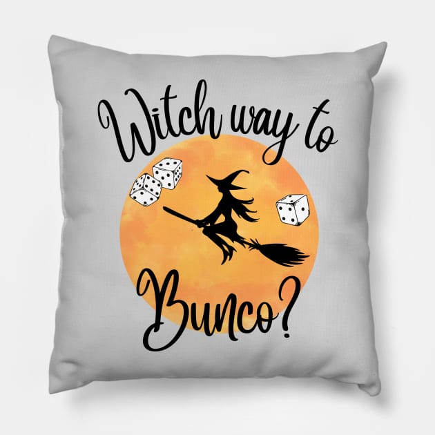 Bunco Halloween Witch Way to Bunco Dice Pillow by MalibuSun
