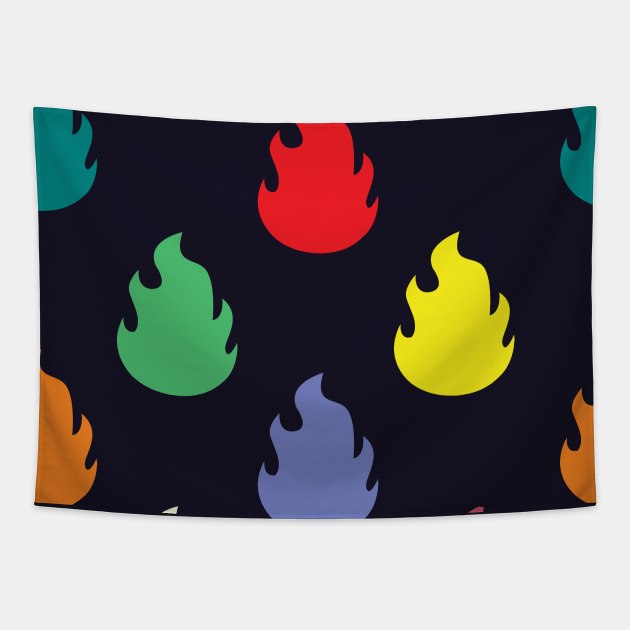 Colorful Fire Flame Lit Pattern Tapestry by FromTheAshes