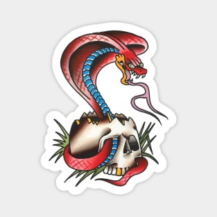 Red Cobra with Skull Tattoo Design Magnet