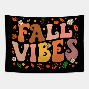 Groovy Fall Vibes Retro Fall Season Autumn Floral Tapestry