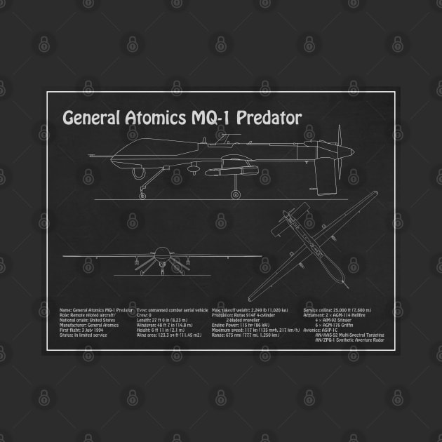 General Atomics MQ-1 Predator - Airplane Blueprint Plans - PD by SPJE Illustration Photography