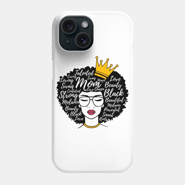 Black Mom Afro Word Art Mothers Day Gift Phone Case by HCMGift