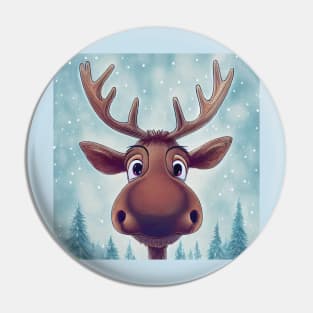 Cute Christmoose - Christmas Moose in the snow Pin