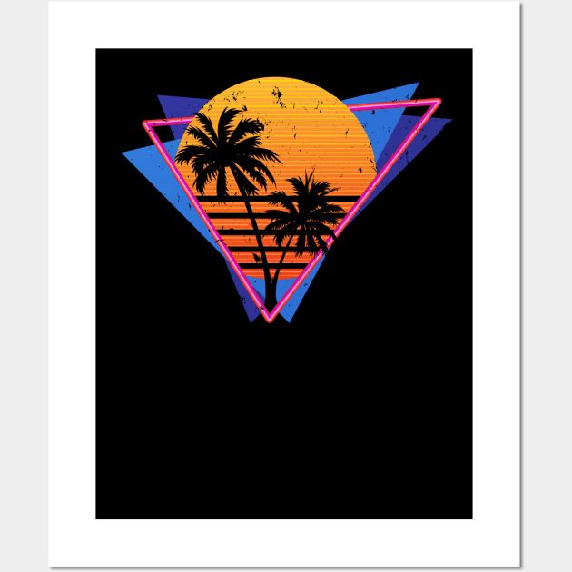 Distressed Retro Synthwave Inspired 80s Triangle Design