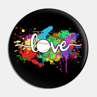 Baseball Love Colorful Typography Art Pin