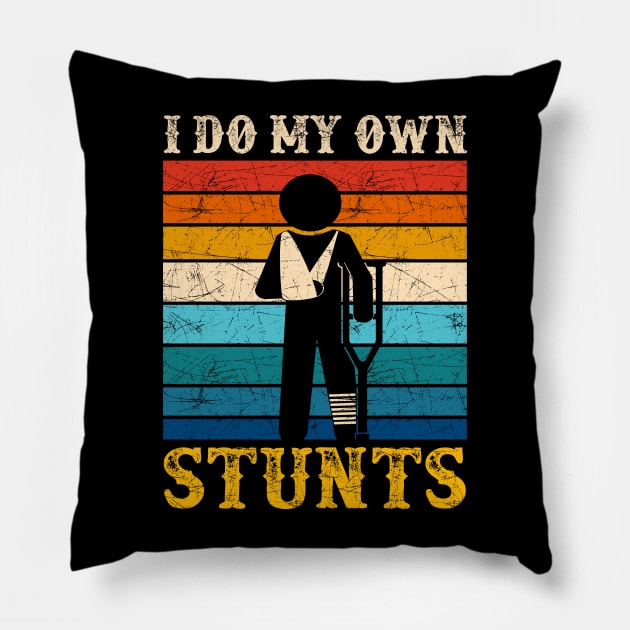 I Do All My Own Stunts Funny Broken Bones Adult Pillow by Xonmau