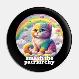 Smash The Patriarchy Cute Kitten Design Pin