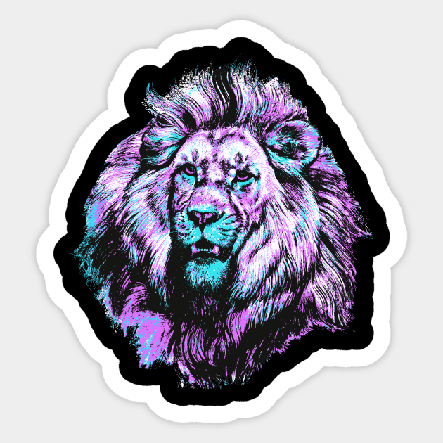 Neon King - Lion - Sticker