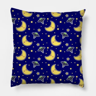 UFO Star and Moon Pattern Pillow