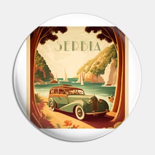 Serbia Vintage Travel Art Poster Pin