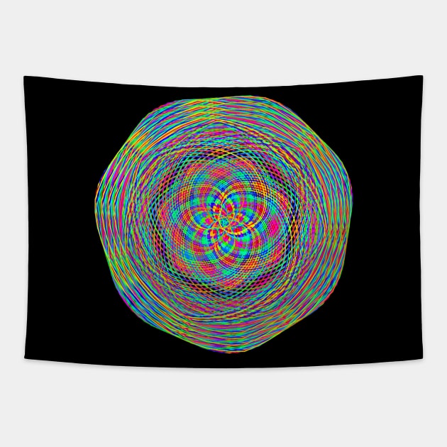 Kaleidoscopic Rainbow Spiral Mandala Tapestry by Art by Deborah Camp