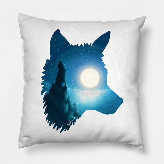 Midnight Wolf Pillow by DVerissimo