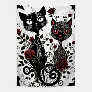 Gothic cats couple #1 Tapestry