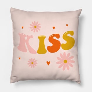 Kiss lettering. Vintage art-prints. Quote design. Pillow