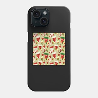 Christmas red and green socks seamless pattern Phone Case