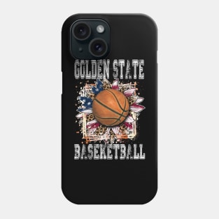 American Flag Personalized Golden State Proud Name Basketball Phone Case