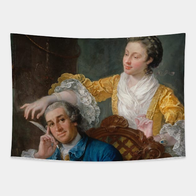 David Garrick with his wife Eva-Maria Veigel, "La Violette" or "Violetti" by William Hogarth Tapestry by Classic Art Stall