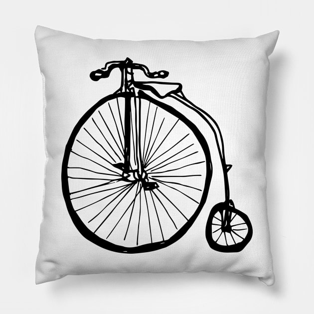 Penny Farthing Bicycle Pillow by eVrydayART