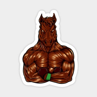 Fitness Bodybuilder Horse Shows Muscles - Weight Training Magnet