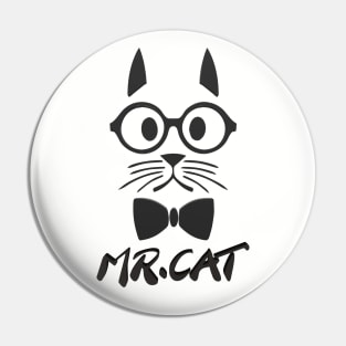 Black Mr Cat Pin