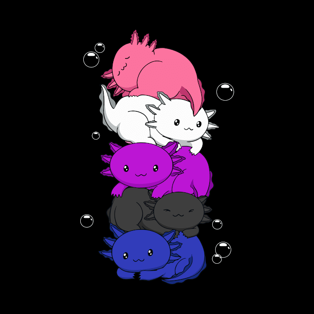 Kawaii Axolotl Pile Genderfluid Pride Flag LGBTQ Gift by Alex21