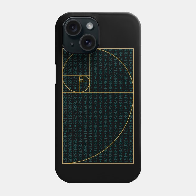 Fibonacci Sequence Numbers Behind Golden Ratio Spiral Phone Case by Huhnerdieb Apparel