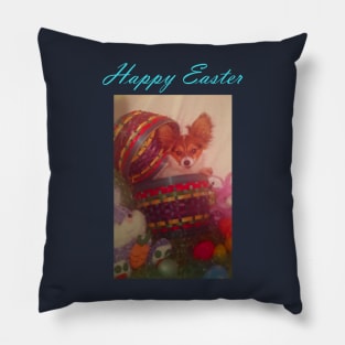 Happy Easter Papillon Puppy Pillow