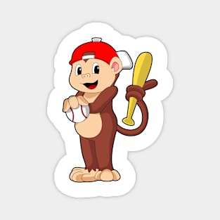 Monkey at Baseball with Baseball bat Magnet