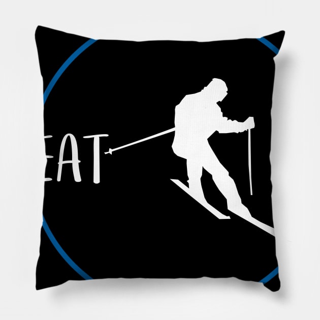 Ski Eat Sleep Repeat Gift For Skiers & Downhill Skiers Pillow by OceanRadar