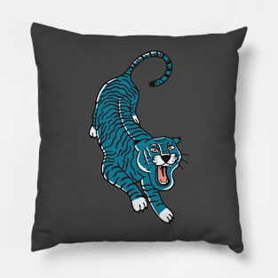 Retro Tiger and Rose Pillow