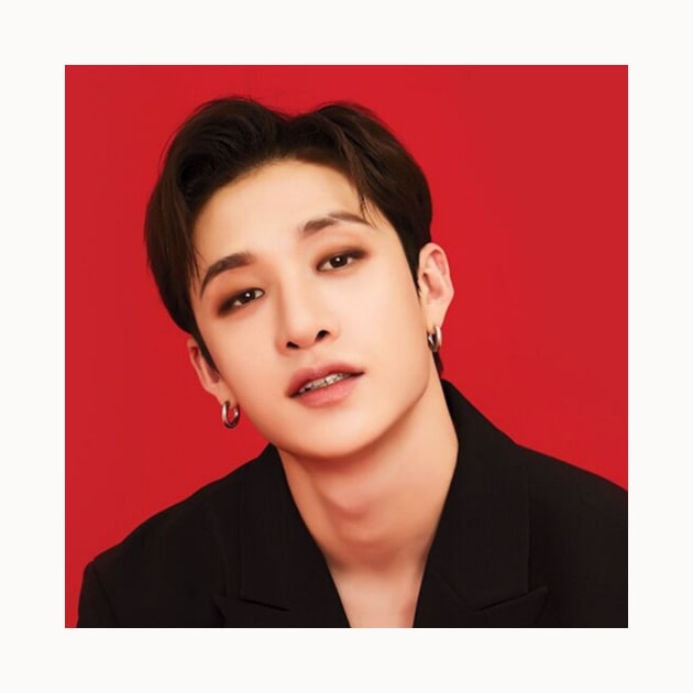 Kpop Stray Kids Bangchan Red Background by StarBunnyDesigns