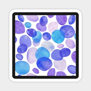 Blue Pebbles watercolour pattern, white background Magnet