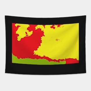 Bizarre map in red yellow green Tapestry