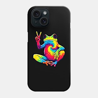 Cute Tie-Dye Cool Frog Peace Sign Animal Frog Phone Case