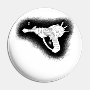 Zombies Black Sketchy Ray Gun on White Pin