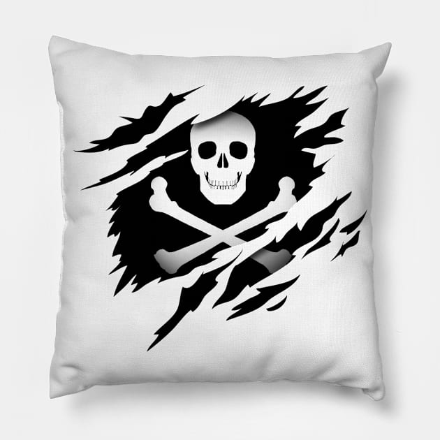 Jolly Roger Pirate in the Heart Pillow by HappyGiftArt