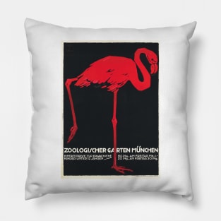 Zoologischer Garten Munchen Germany Munich Zoo Flamingo Vintage Travel Pillow