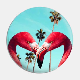 Cute Colorful Flamingo Palm Tree Pin