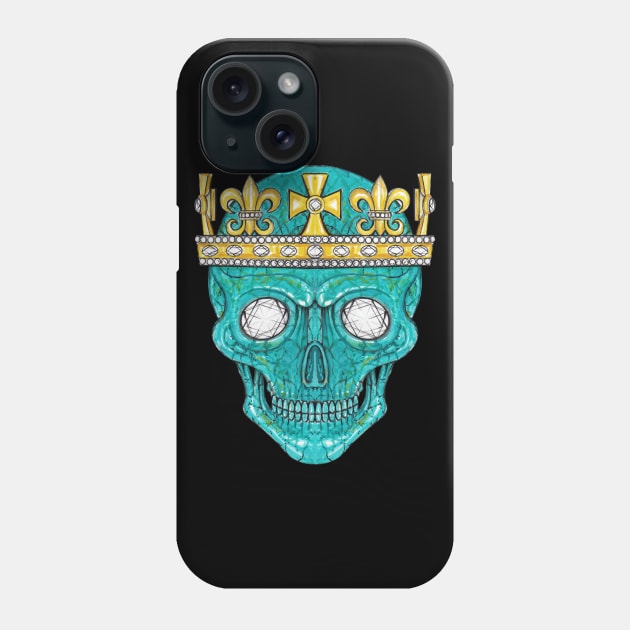 Skull head design diamond and turquoise of the king. Phone Case by Jiewsurreal