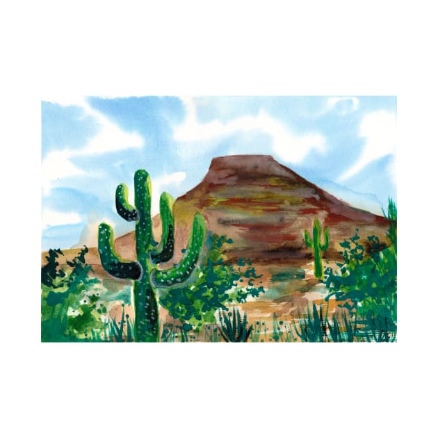 Desert Hill and Cactus by ZeichenbloQ